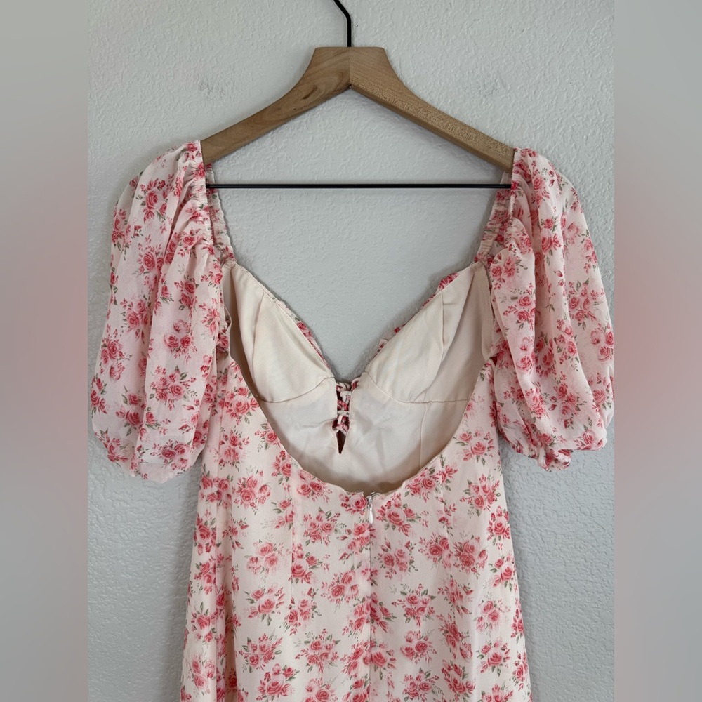 Revolve More To Come Sherrie Puff Sleeve Pink Floral Mini Dress size XS $78 - Picture 8 of 16